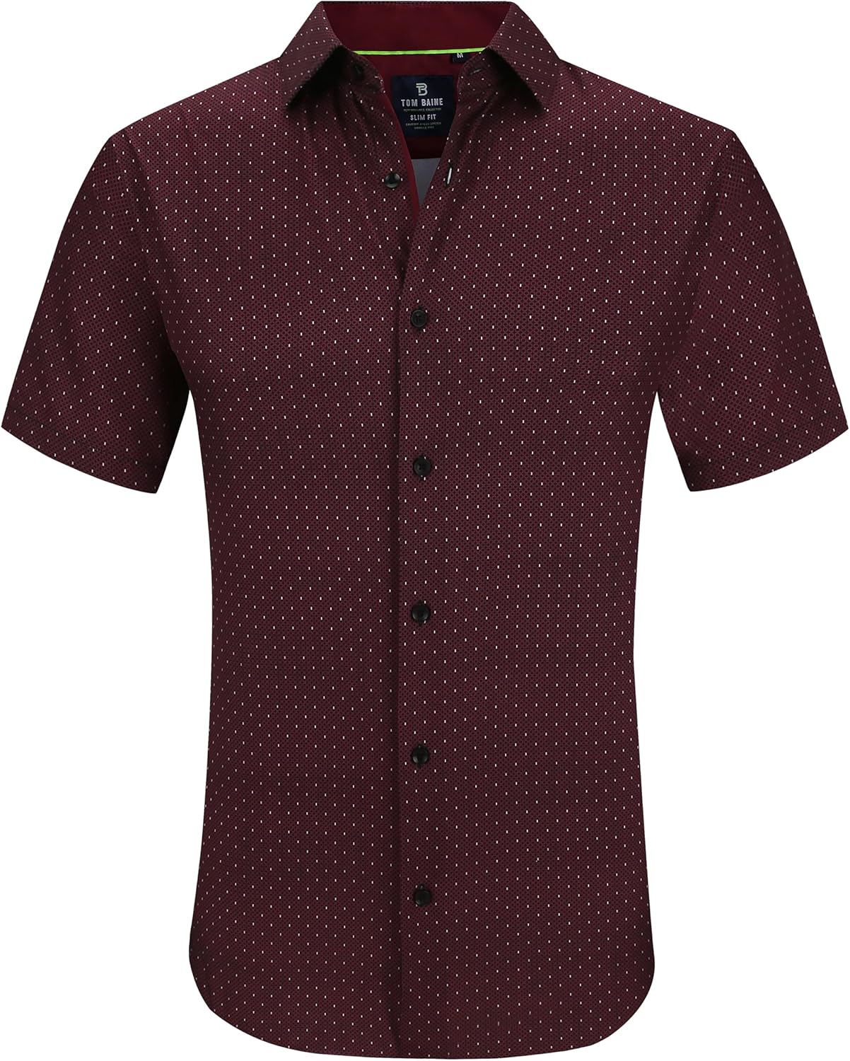 Tom Baine Slim Fit Short Sleeve Performance Stretch Geometric Button Down