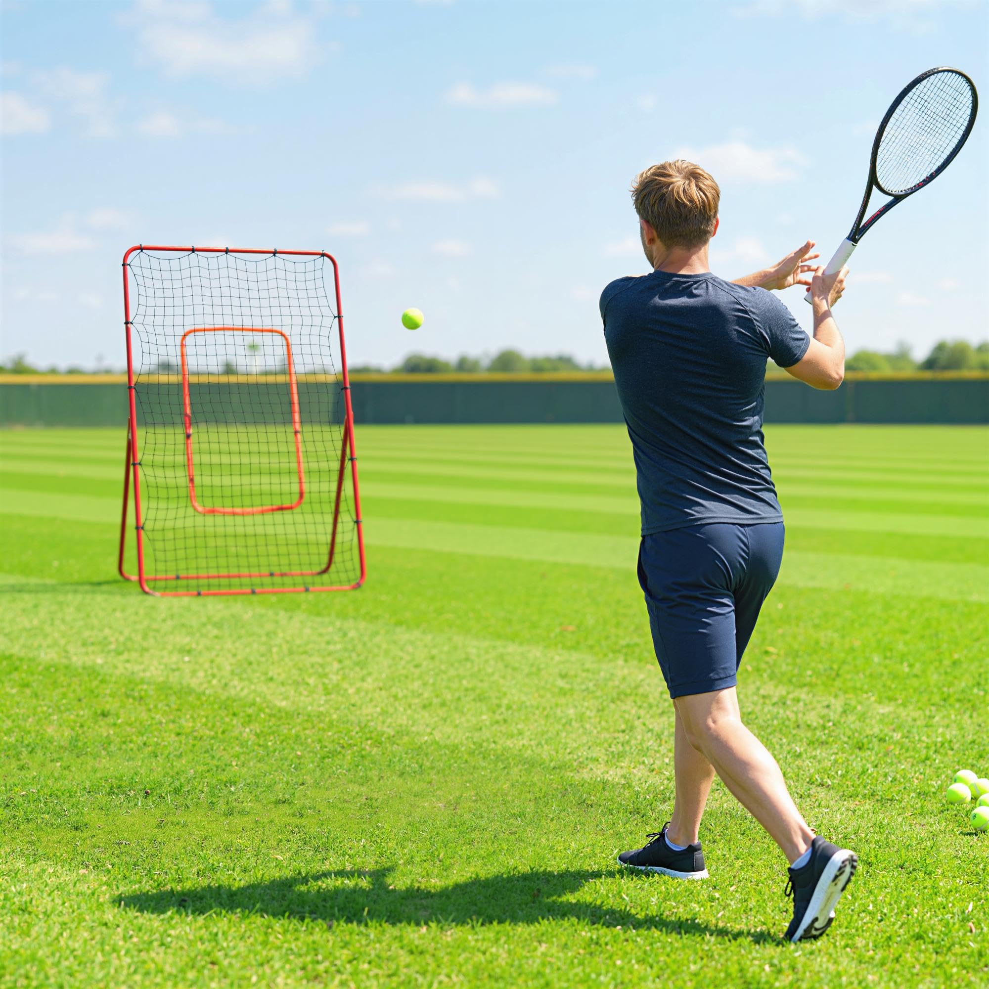 SPORTNOW Baseball-Rückprallnetz mit 4 verstellbaren Winkeln | Tragbarer Rebounder für Fußball, Baseball, Softball, Lacrosse – Wurf-, Pass-, Fangtraining