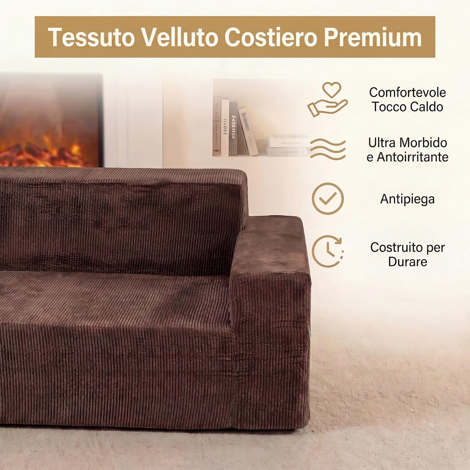 SOARS Divano Letto 3 Posti, Divano in Tessuto di Velluto Morbido con Comodi Braccioli, Rivestimento Sfoderabile e Lavabile, Base Antiscivolo, per Soggiorno, Camera da Letto, senza Installazione