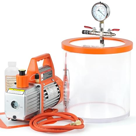 BACOENG 3 Gallon Vacuum Chamber With 4 CFM Vacuum Pump, Acrylic Degassing Chamber Kit For Resin, Silicone And Epoxies
