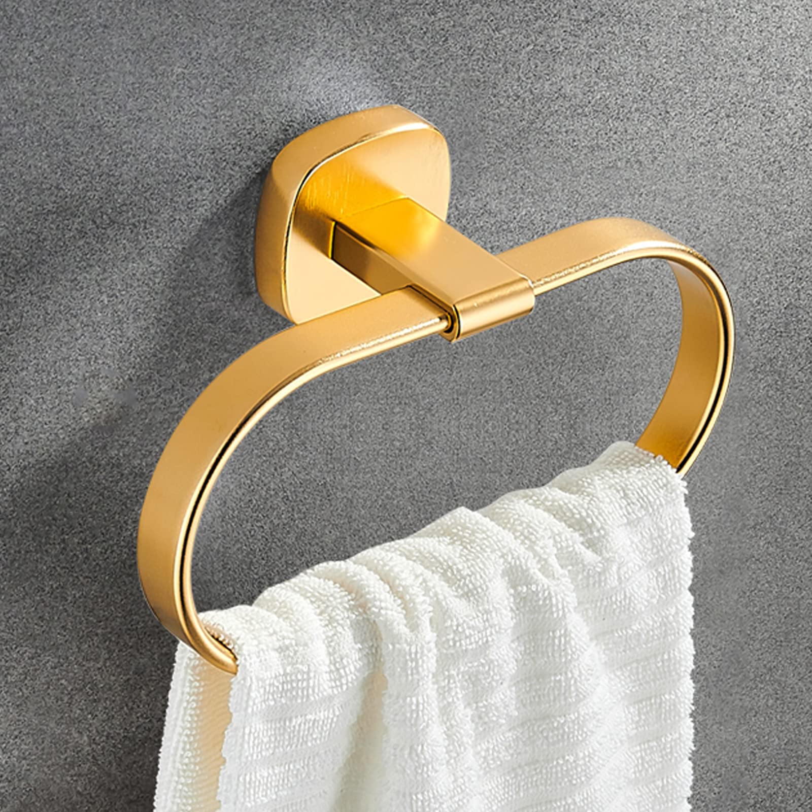 Anneau porte-serviette en aluminium finition jaune design épuré