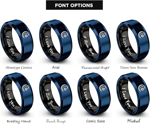 Miniatura 5 de Anillo de estrella con sol y luna Regalo para soñador celestial bisel de cúpula plana tungsteno oro amarillo negro plata azul grabado