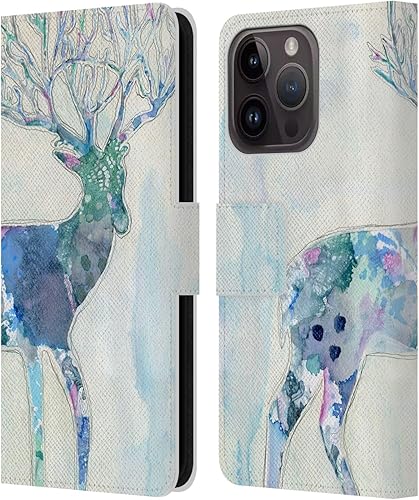 Miniatura 1 de Head Case Designs Officially Licensed Wyanne Quiet Creative Animals 2 Leather Wallet Case Compatible with Apple iPhone 15 Pro
