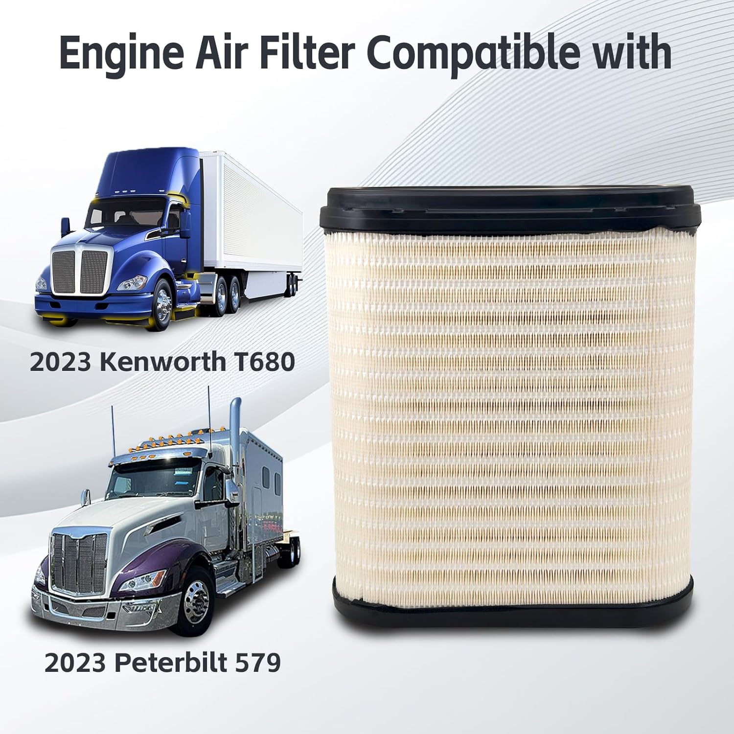 D37-1061 Engine Air Filter Compatible with Kenworth T680 & Peterbilt 579 2023 Replace D371061 D37 1061