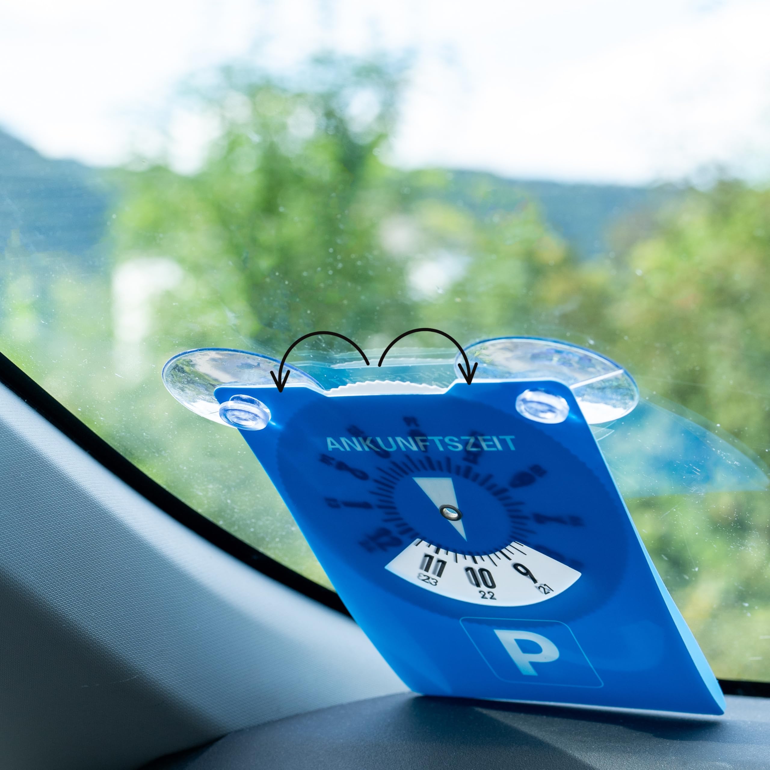Disco De Aparcamiento Con Ventosa – Temporizador Azul De Plástico, Doble Cara | Para Coches, Fácil De Colocar En Parabrisas