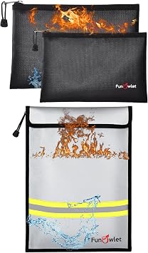 Fireproof Waterproof Money Document Bag - 3Pack Upgraded Zipper Bags, Fire & Water Resistant Storage Organizer Pouch for A4 A5 Documents Holder,File,Cash,Jewelry,Passport,Tablet,Laptop