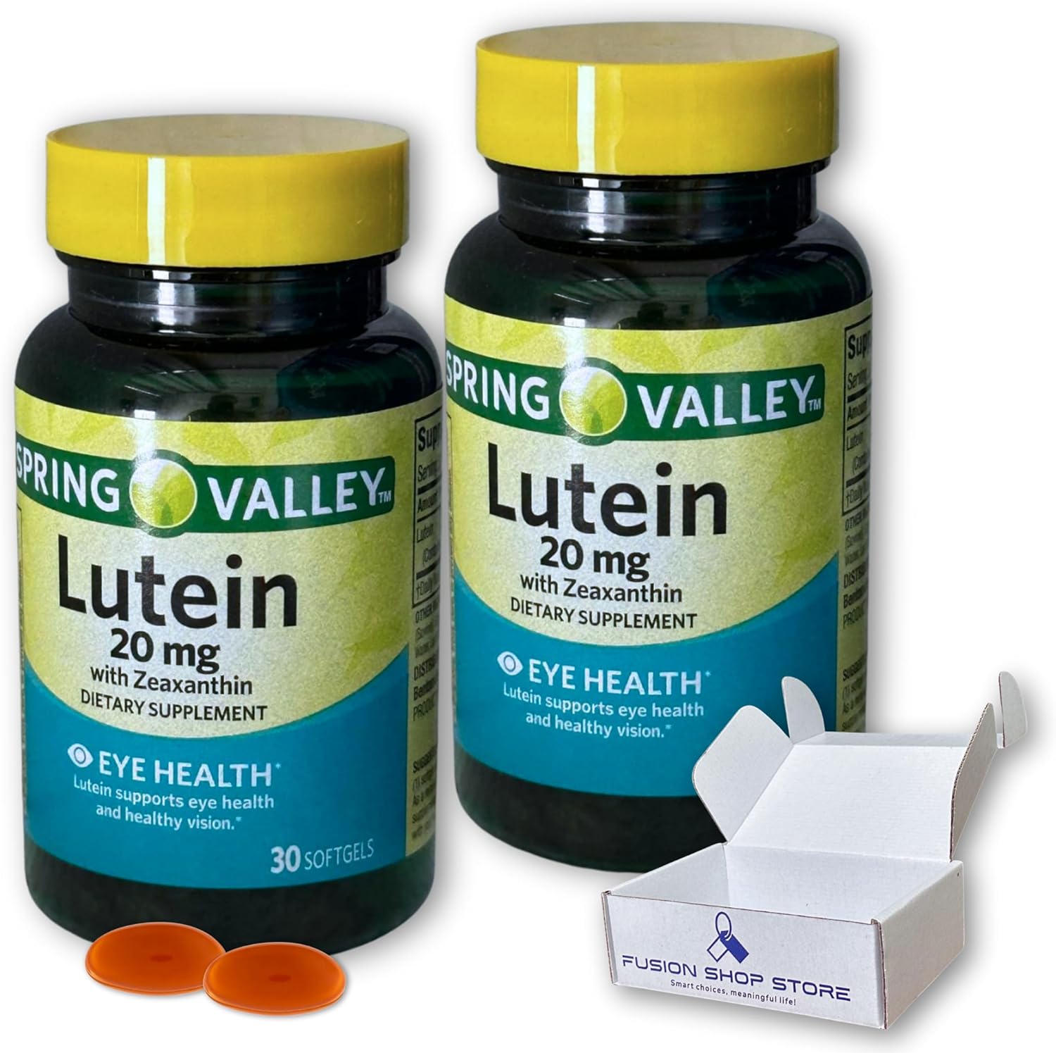 Lutein 20mg- with Zeaxanthin 30 softgels (Pack of 2), Boxed by Fusion Shop Store