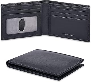 Real Slim Leather Wallet for Men - RFID Blocking Bifold Thin Wallets Credit Card Front Pocket Minimalist Billfold