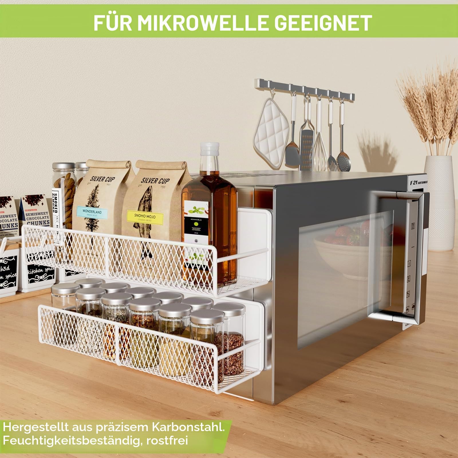 Magnetische Regale für Waschmaschine, robust, magnetischer Wäsche-Organizer mit Haken, Waschmaschinenregal für Kühlschrank, Metall-Aufbewahrungskörbe, Schrank und Waschküchen-Organisation (weiß), 4