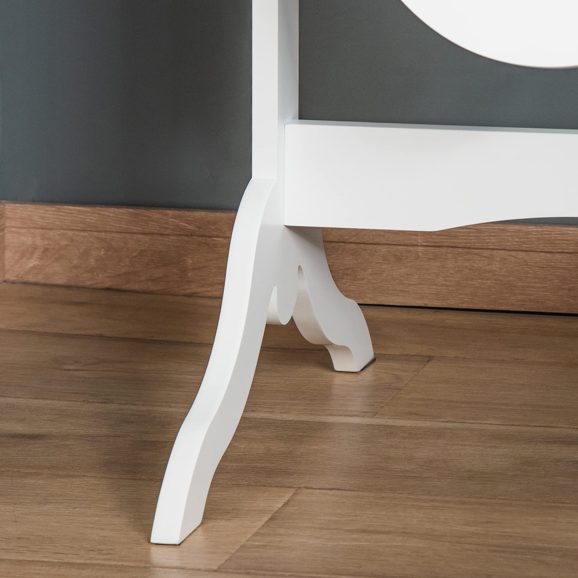 HOMCOM Specchio da Terra di Design, Specchio a Figura Intera con Inclinazione Regolabile, Autoportante, Cornice Ovale e Piedini in Legno, 147x46 cm, Bianco