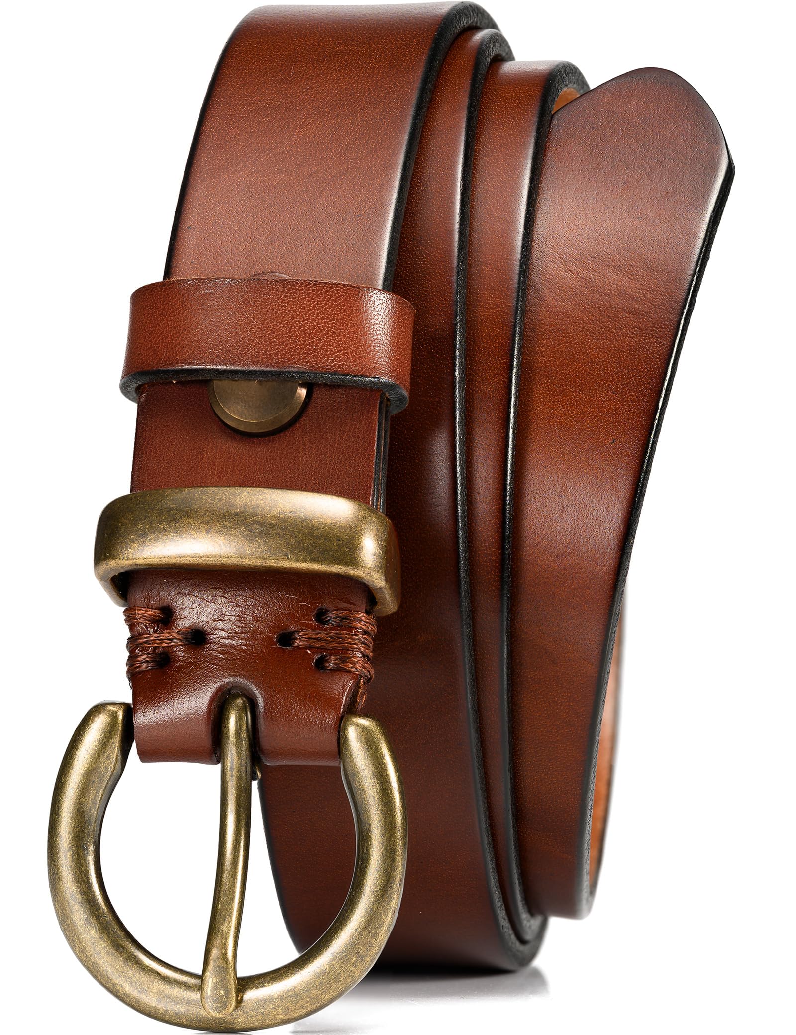 WOLFANT Full Grain Leather Belt for Women 1 1 Ladies Casual leather Jean Belt with Vintage Circle buckle