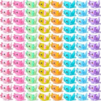 Liliful 120 Pcs Mini Resin Animals Axolotl Toy Gifts Mini Resin Figurines Birthday Decorations Miniature Axolotl Figurine Charms for DIY Crafts Garden