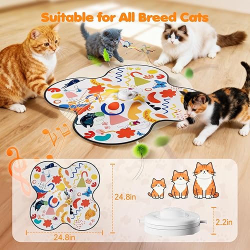Miniatura 6 de Juguetes interactivos para gatos con mariposa aleteante, juguetes automáticos para gatos de interior, recargables, plumas móviles y varita doble,