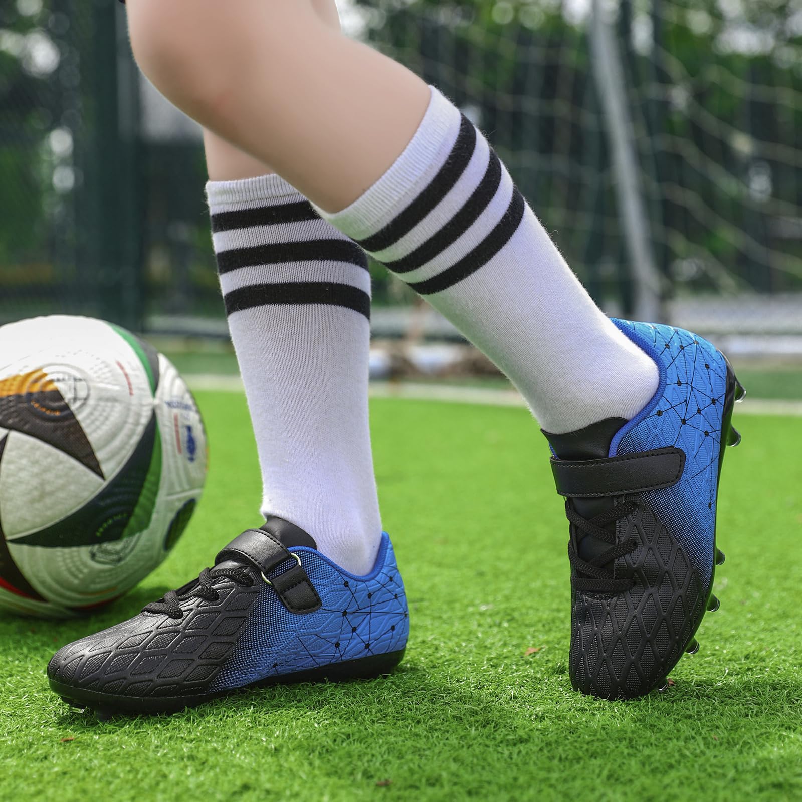 DimaiGlobal Botas de Fútbol Niño Zapatos de Fútbol con Tacos Altos para Césped Natural e Indoor Antideslizantes para Entrenamiento y Fútbol Sala Adolescentes Zapatillas de Fútbol