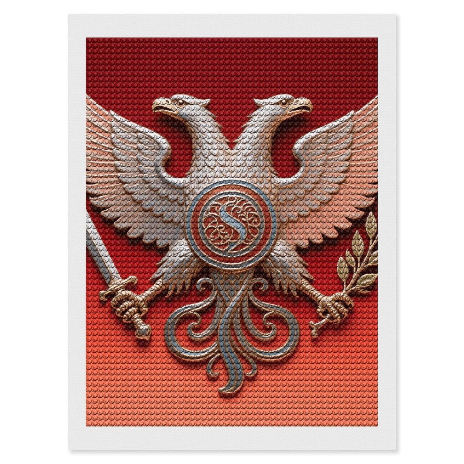 FodPand Eagle Sword Olive 5D Diamond Painting Kits for Adults Beginners Full Drill Round Diamond Dots Pictures Gem Art Supplies for Home Wall Room Decoration DIY Craft Set Gift 12x16