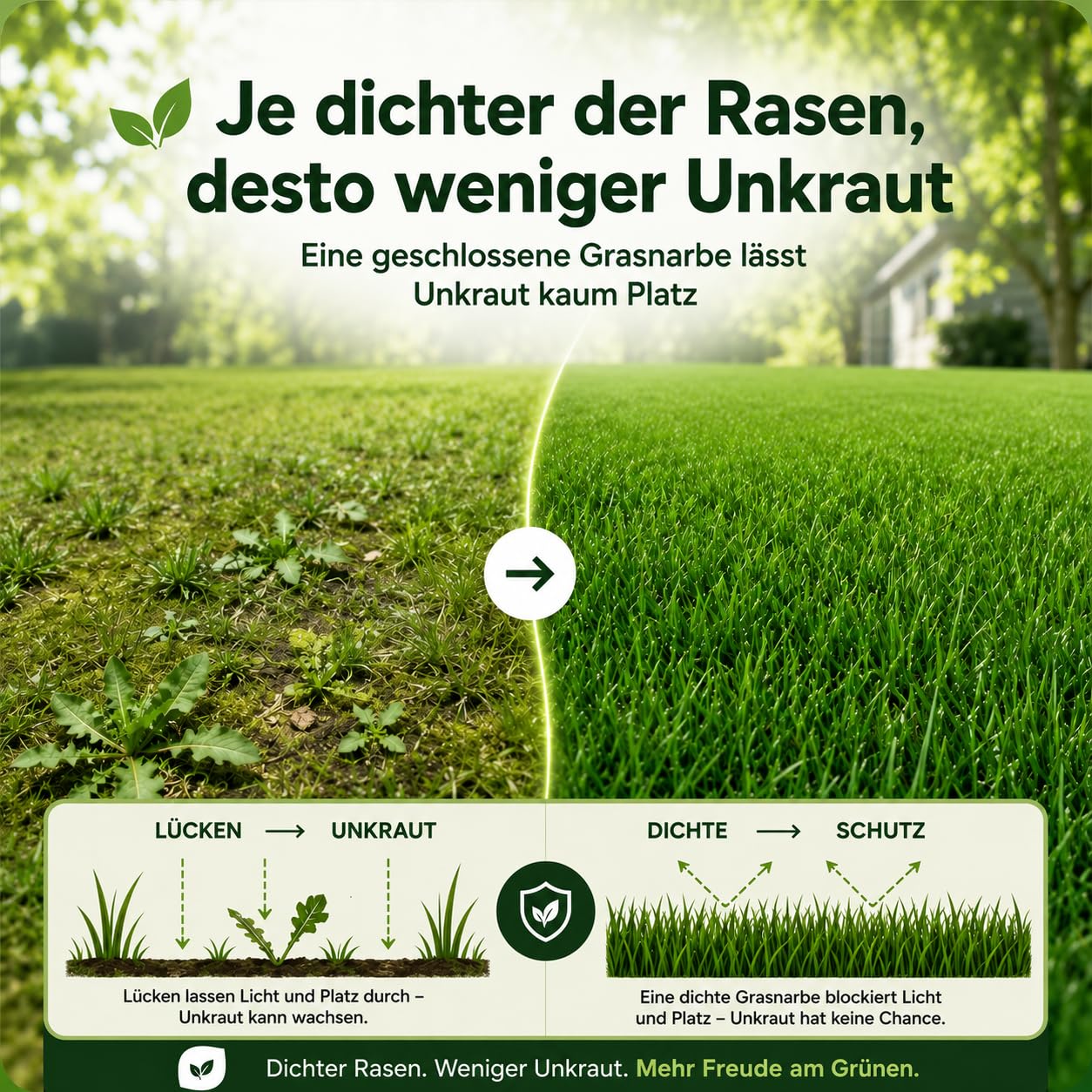Schattenrasen Samen Rasensamen schnellkeimend Sommer 2,5 kg = 75 m² | Grassamen schnellkeimend für schattige Flächen | für Rasen Nachsaat | SEHR GUT getestet | Inkl. Rasensaat Anleitung