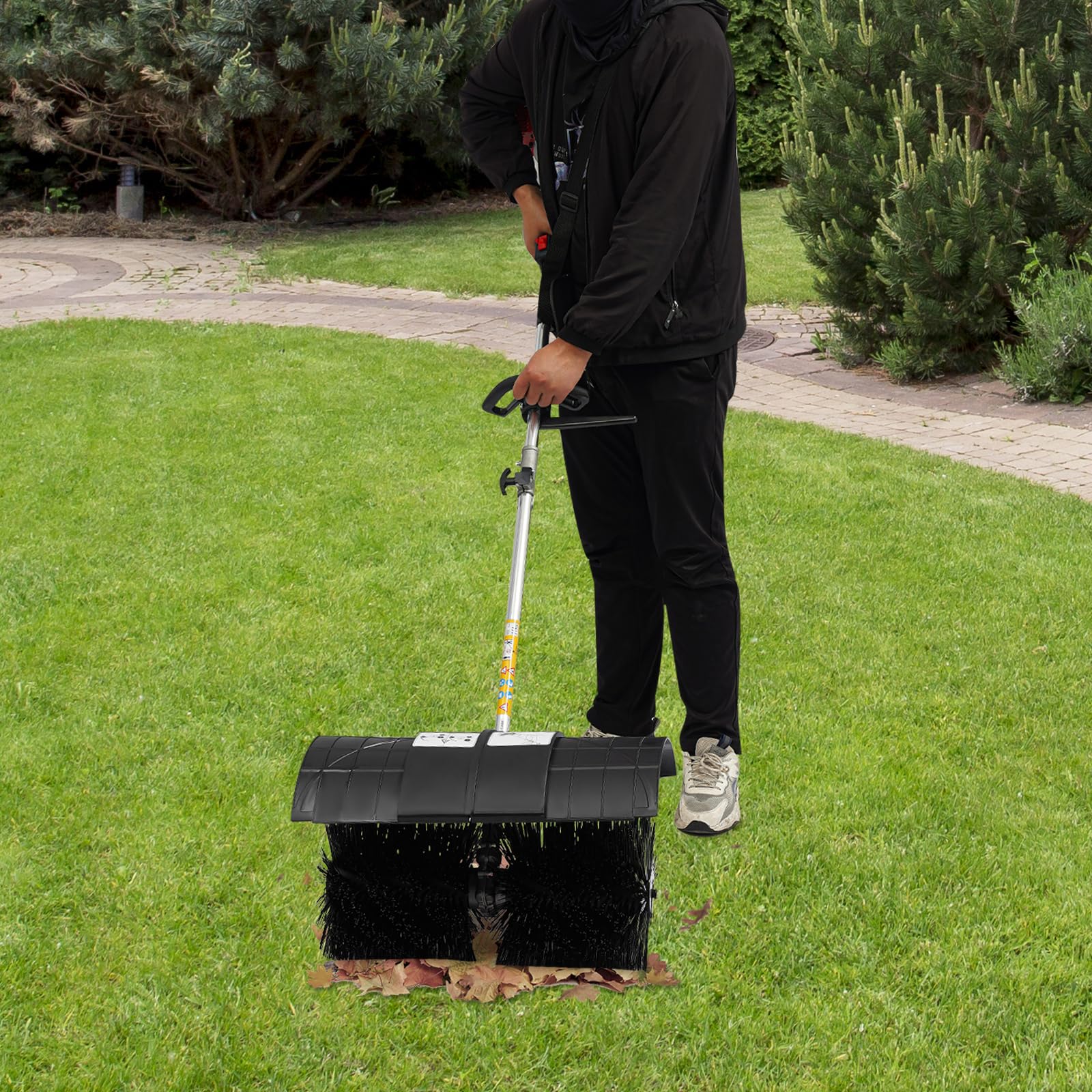 52 cm³ Balayeuse à essence, 2,3 CV Balai à essence professionnel, Balai à moteur portable, Balai extérieur pour gazon artificiel et rues, Balai chasse-neige