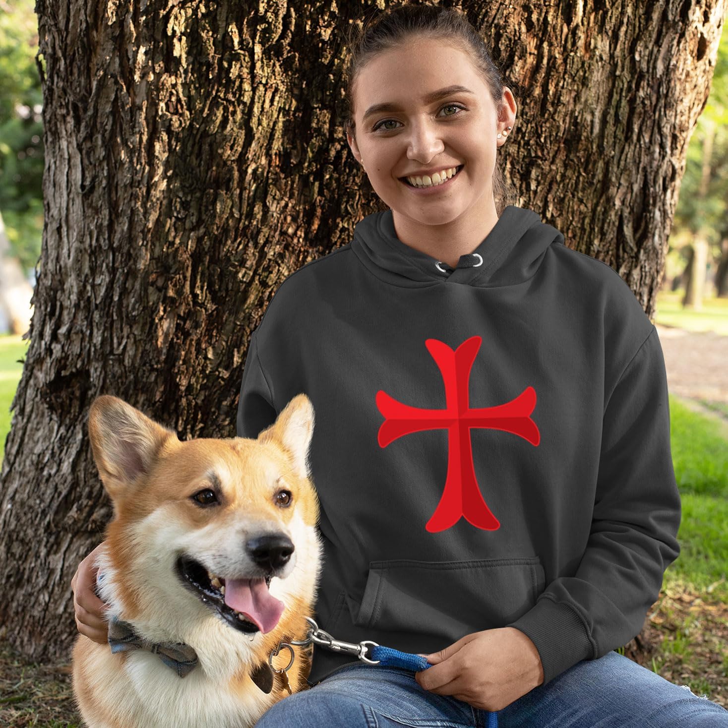 lepni.me Hoodie Sweatshirt The Knight Templar Red Cross Order of Solomon's Temple
