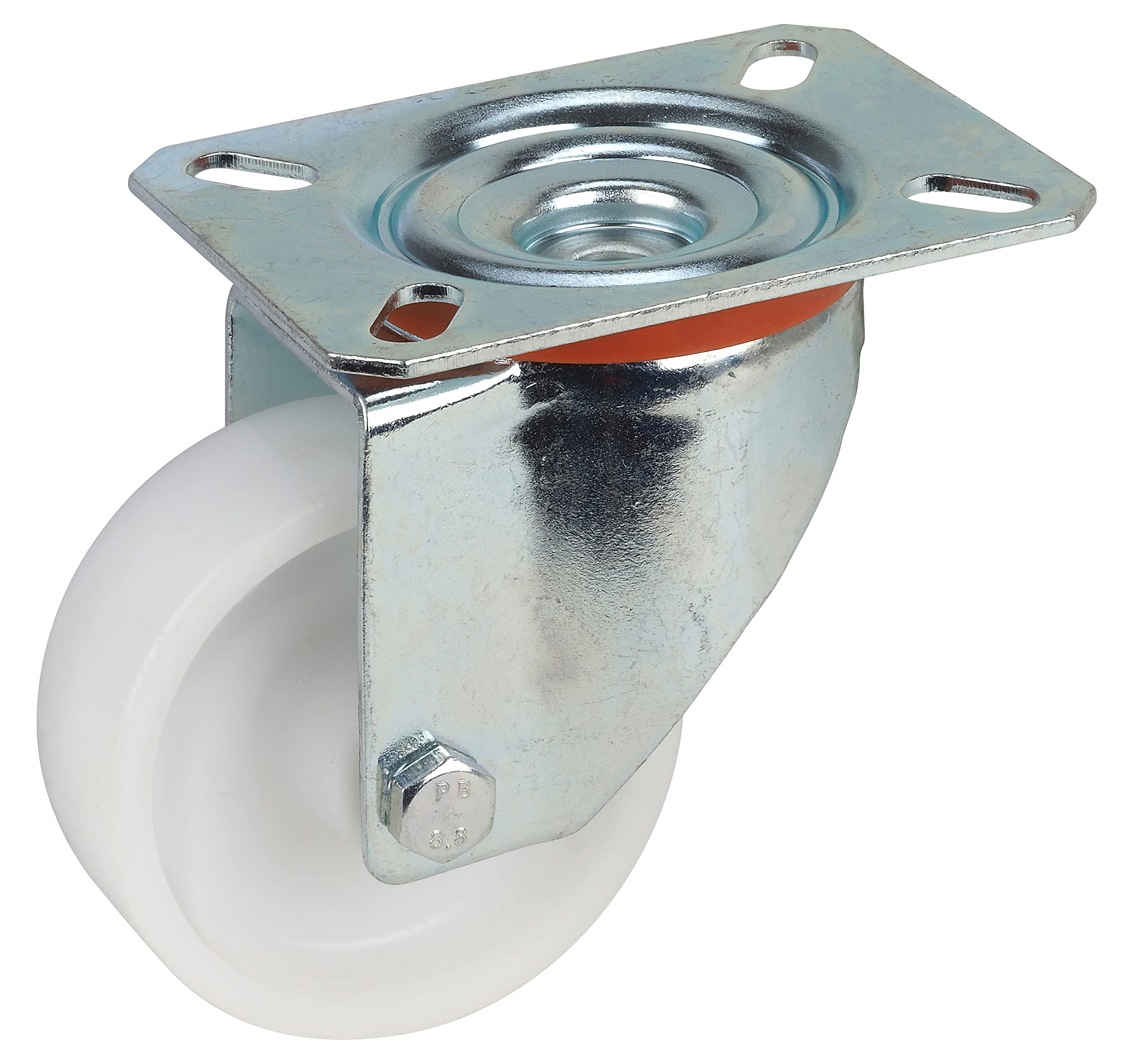 Dörner + Helmer Lot de 4 roulettes pivotantes en polypropylène 80 mm, plaque 100 x 85 mm, mélange de rouleaux, charge maximale 300 kg/set