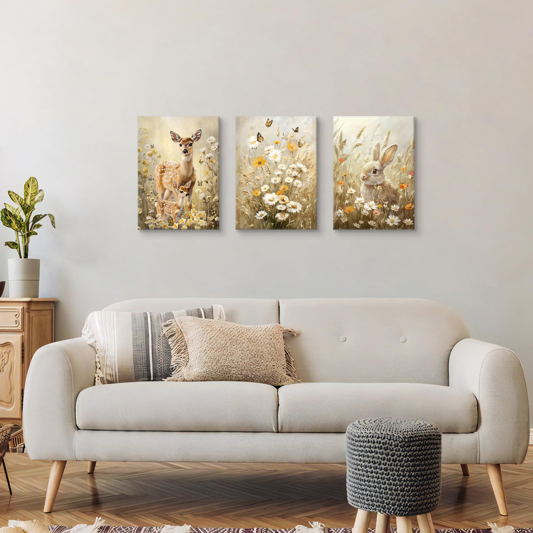 3 Pcs Wooden Framed Canvas Wall Art Set Bohemian Sage Green Canvas Prints Poster Geometric Line Beige Green Pictures for Living Room Bedroom Dinning Room Hallway Stairs Wall Decor 30x40cm x3pcs — view 135