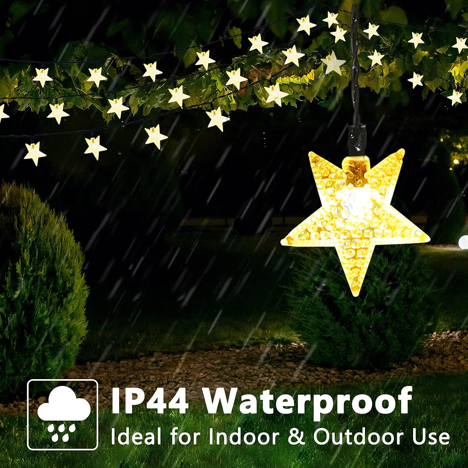 Brizled Star Solar String Lights, 33ft 100 LED Solar Lights Outdoor, 8 Modes Star Twinkle Light Waterproof Solar Light String with Memory for Balcony Party Patio Garden Yard & Home Decor, Warm White