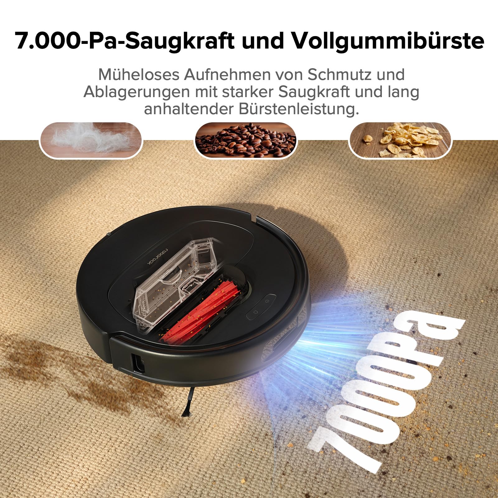 roborock Qrevo Pro Saugroboter mit Wischfunktion&Hebarem Wischmopp, FlexiArm Design Kantenreinigung, 7.000 Pa, 60 °C Heißwasser-Moppwäsche, App-Steuerung (Schwarz) (Generalüberholt)