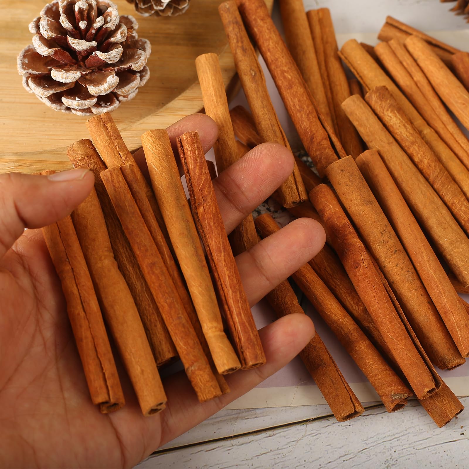 HERZONE Adventskranz Deko Zimtstangen Deko 40pcs Zimtstangen Basteln, Zimtstange Dekozimtstangen Bastelzimt Getrocknete Gewürze Weihnachtsdekoration