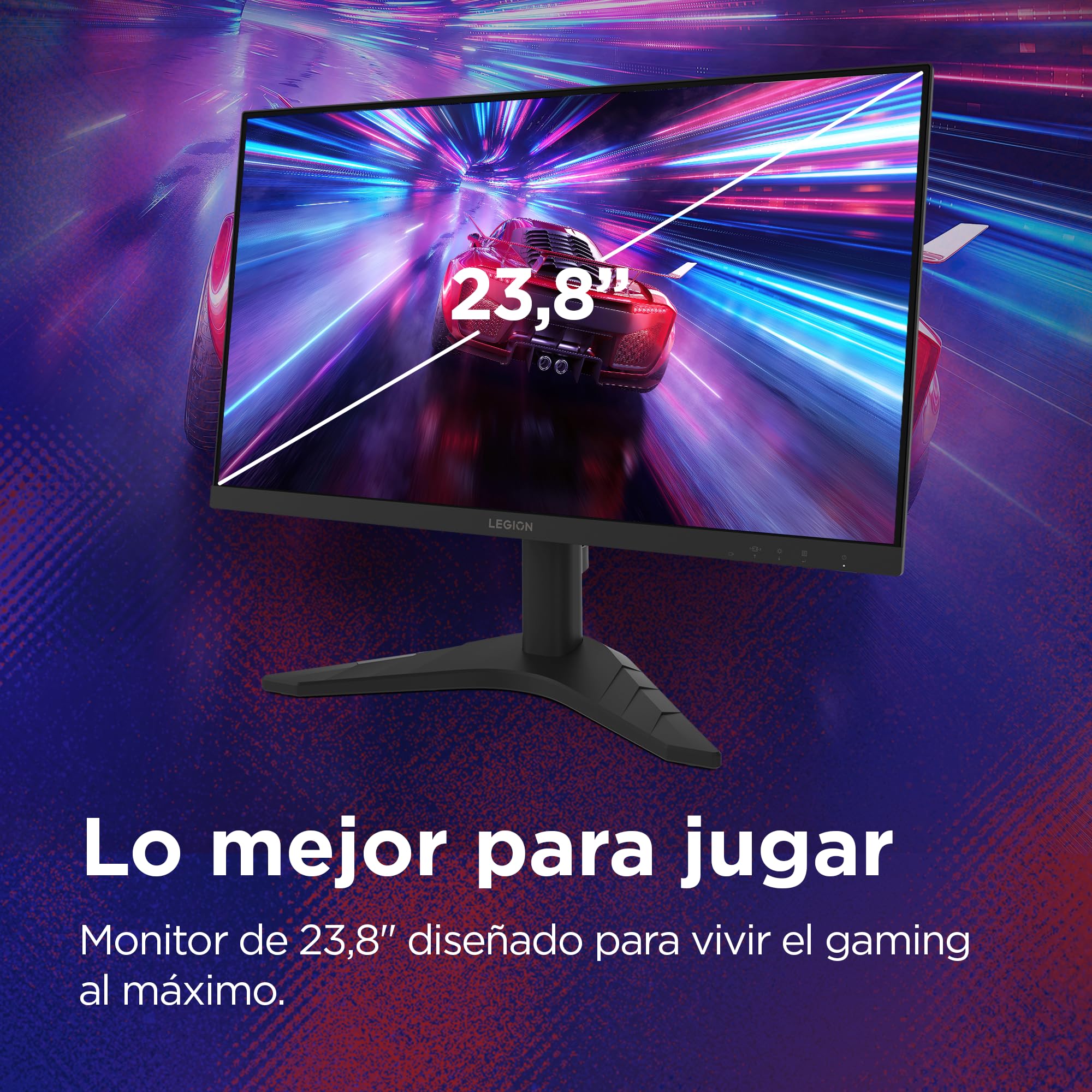 Lenovo Legion R24s - Monitor Gaming FHD 23.8" (IPS, Tasa de Refresco 144 Hz, Tiempo de Respuesta 1ms MPRT, 16:9, HDMI 2.1 + DP 1.2, VESA MediaSync - AMD FreeSync, Soporte Inclinable) - Negro