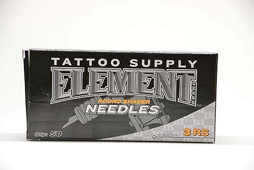 Miniatura 3 de Element Tattoo Supply Agujas de tatuaje de barra larga, sombreado redondo, caja suelta 3RS de 50 agujas desechables estériles profesionales