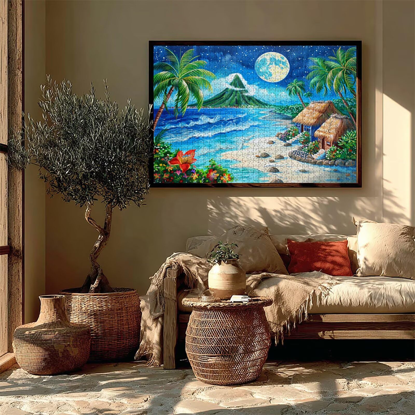 Puzzle 2000 elementów dla dorosłych, księżyc, drewniane puzzle, 99 x 71 cm, części ściśle do siebie pasują, dla mężczyzn, kobiet, starszych seniorów, relaks i odstresowanie, prezenty, dekoracja