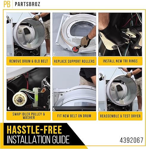 Miniatura 7 de PartsBroz 4392067 Kit de reparación de secadora Whirlpool Reemplazo Maytag Bravos secadora AP3109602 PS373088 WED9200SQ0 MEDB835DW4 MEDB855DC4