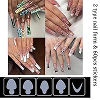 Vista 3 de Juego de 2 formas de uñas dobles transparentes para uñas con puntas de forma para Polygel con 60 almohadillas reutilizables para manicura, arte