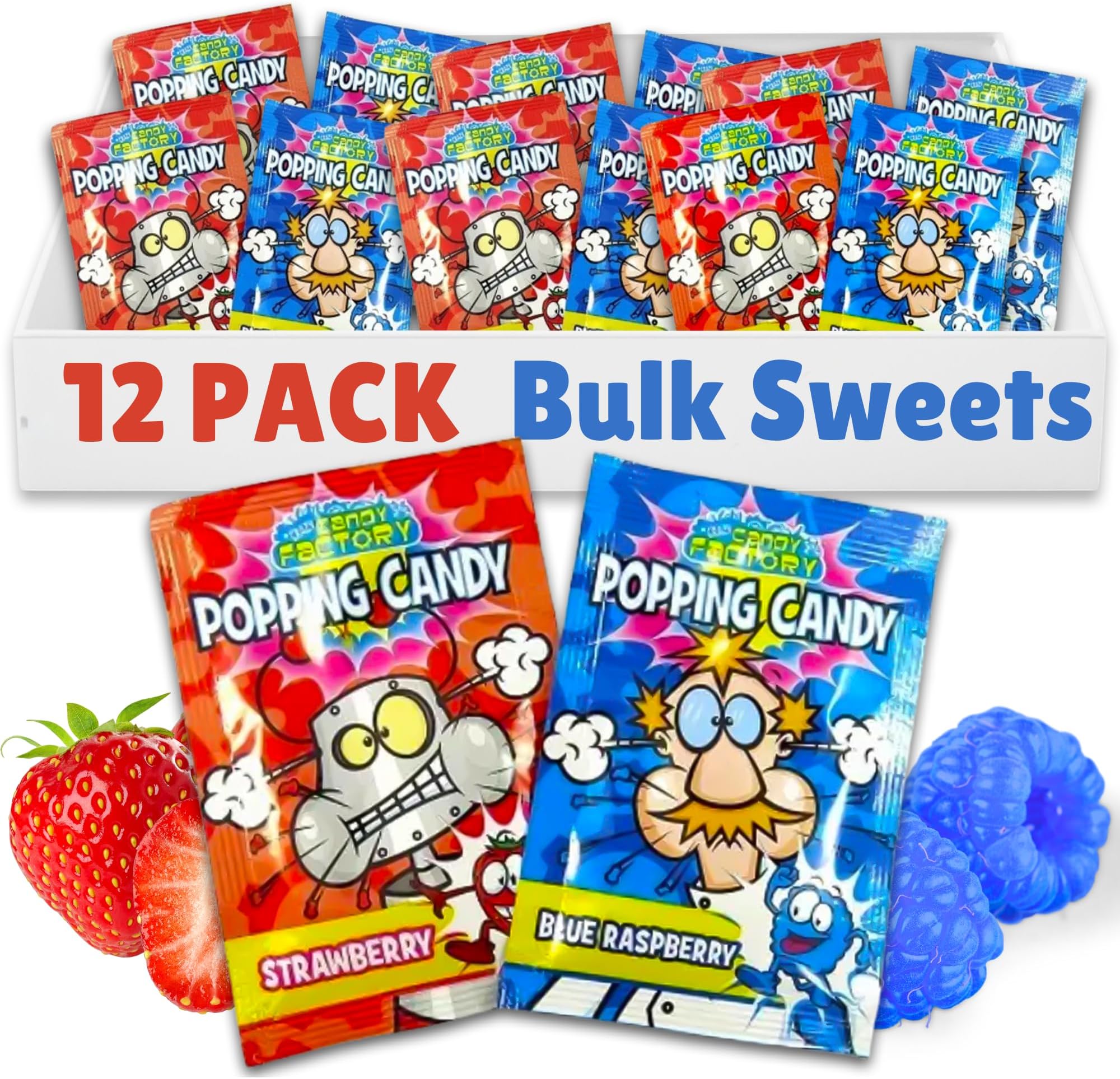Candy Factory Popping Candy Pack of 12, Bulk Sweets for Party Bags, Sweet Packets, American Sweets, Sweets for Kids, Birthday Sweets, Party Sweets