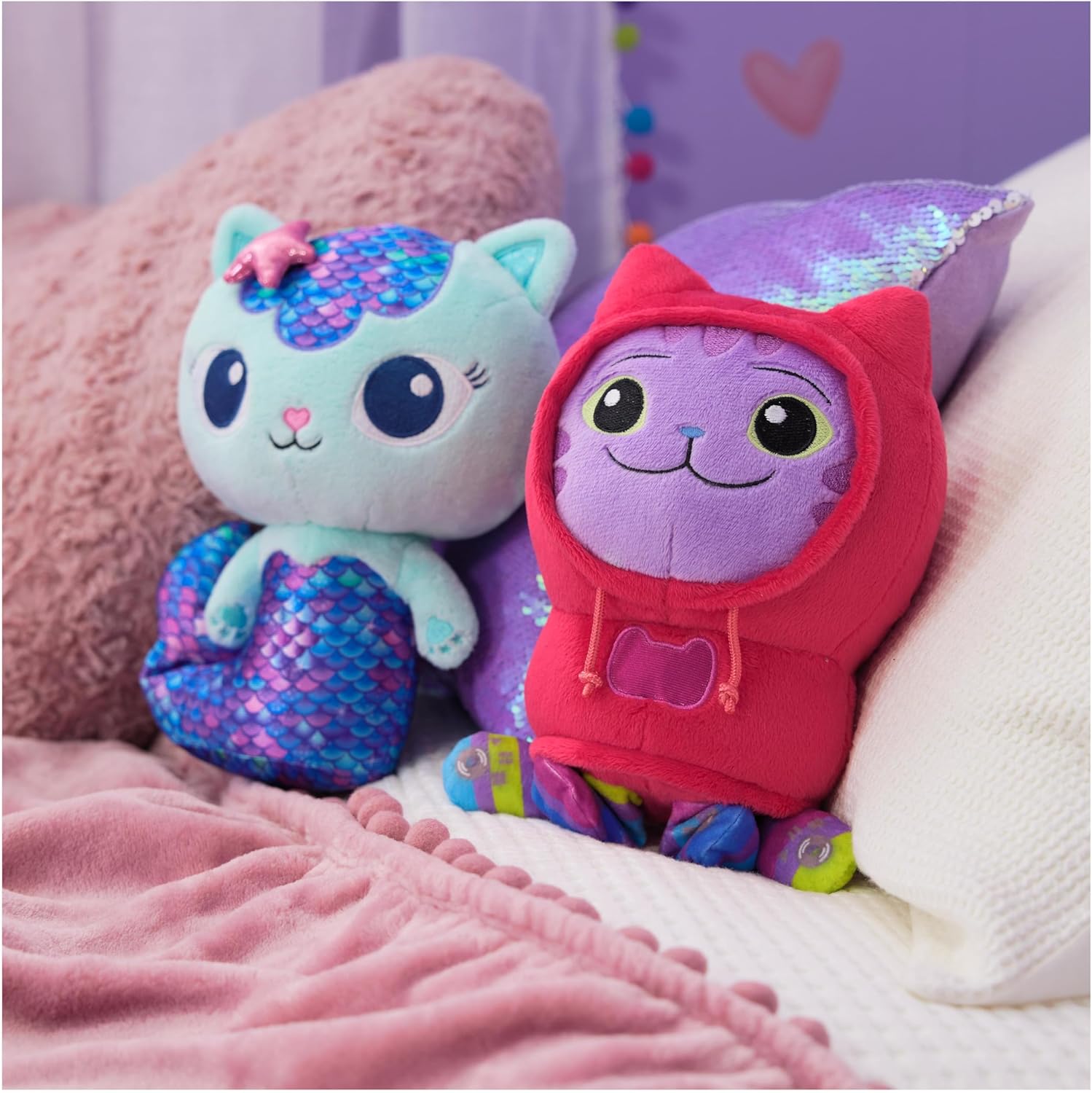 DREAMWORKS GABBY'S DOLLHOUSE - 9.8 in Plush Cat DJ Catnip, Premium Plush Toy with Movable Legs, Suitable for Children Aged 3 Years and Up