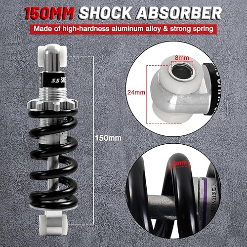 Miniatura 18 de Amortiguador trasero de bicicleta de montaña de 7.480 in y 1500 libras: Amortiguador trasero MTB con resorte helicoidal ajustable, se adapta