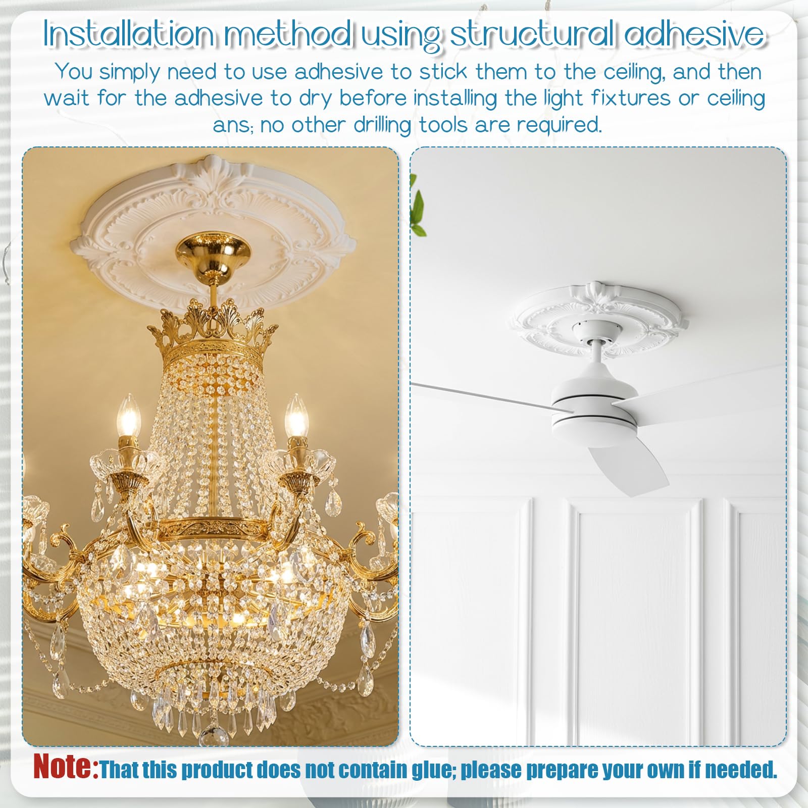 2 Pcs PU Ceiling Medallion Decorative Ceiling Fan Medallion — Amazon image 5