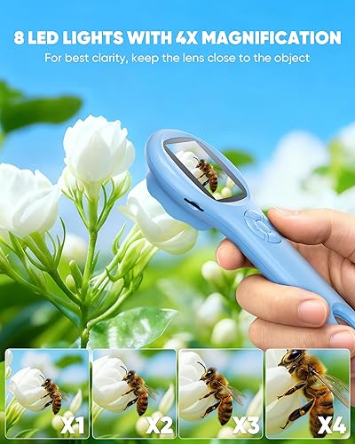 Miniatura 44 de Microscopio para niños - Mini microscopio digital de bolsillo para niños, lupa portátil USB 500X, zoom 4X, regalos de cumpleaños de Navidad