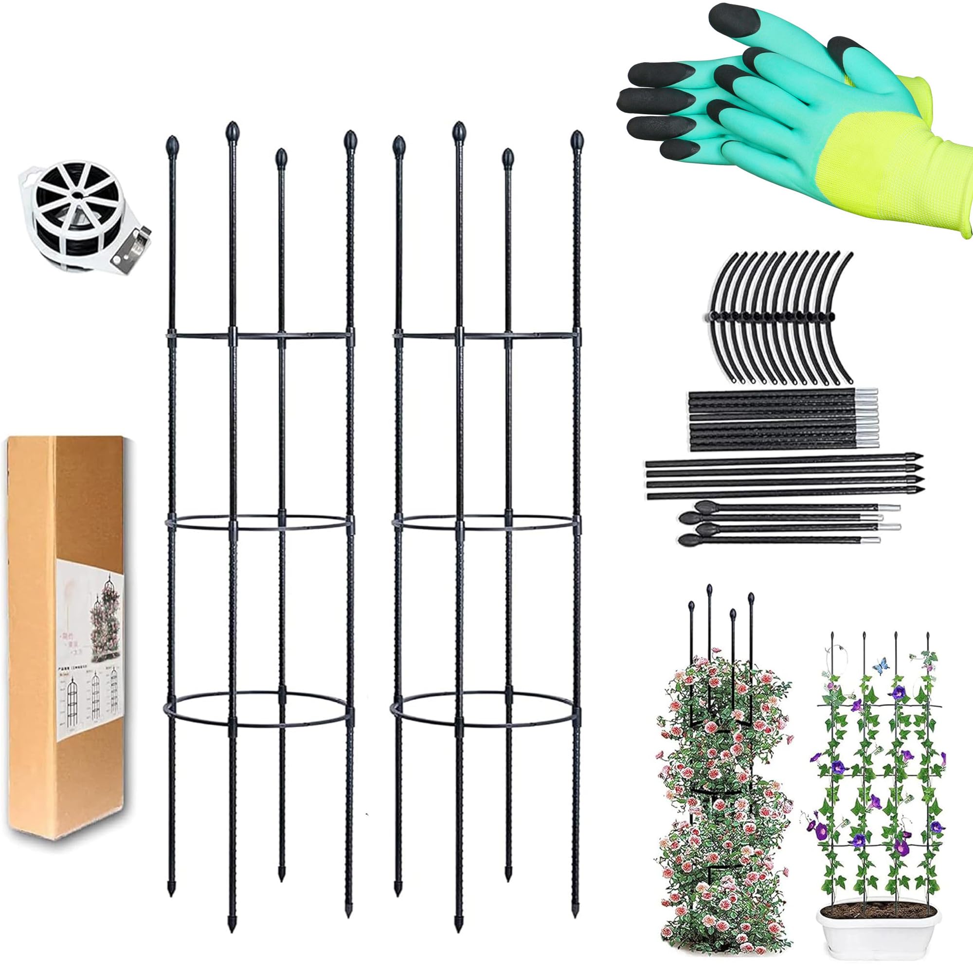 Obelisco para Flores,LIBRNTY 2 Piezas Reja para Plantas Trepadoras,Jaula para Plantas de Tomate,Escalada Vegtables,Flowers,Fruit Grow Cage,Soporte Inoxidable Estable,Guardián de Las Plantas