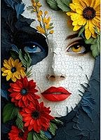 Vista 9 de PICKFORU - Rompecabezas elegante de 1000 piezas para adultos, rompecabezas de musa floral con cuentas, mesa de té de jardín de flores, rompecabezas