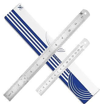 XE Stainless Steel Ruler Set 12 30 cm and 6 15 cm Inch Precision Metal Ruler Set, Ideal Straight Edge Measuring Ruler for Students, Office, Engineers, Crafting, and Sewing with Hanging Hole