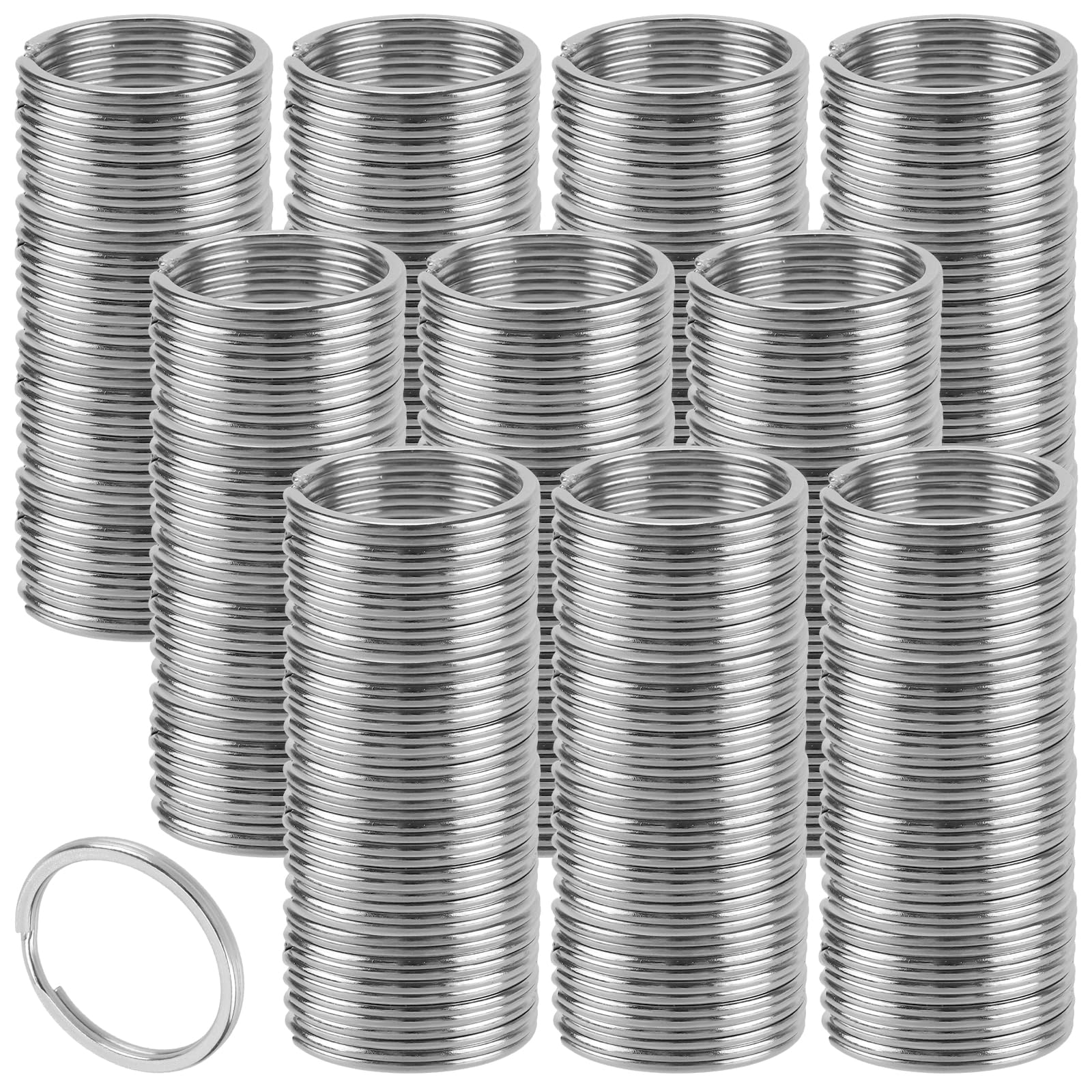 500 pezzi, 1,6 x 25 mm, colore nichel, piccoli portachiavi piatti, portachiavi rotondo per chiavi, fai da te e progetti fai da te