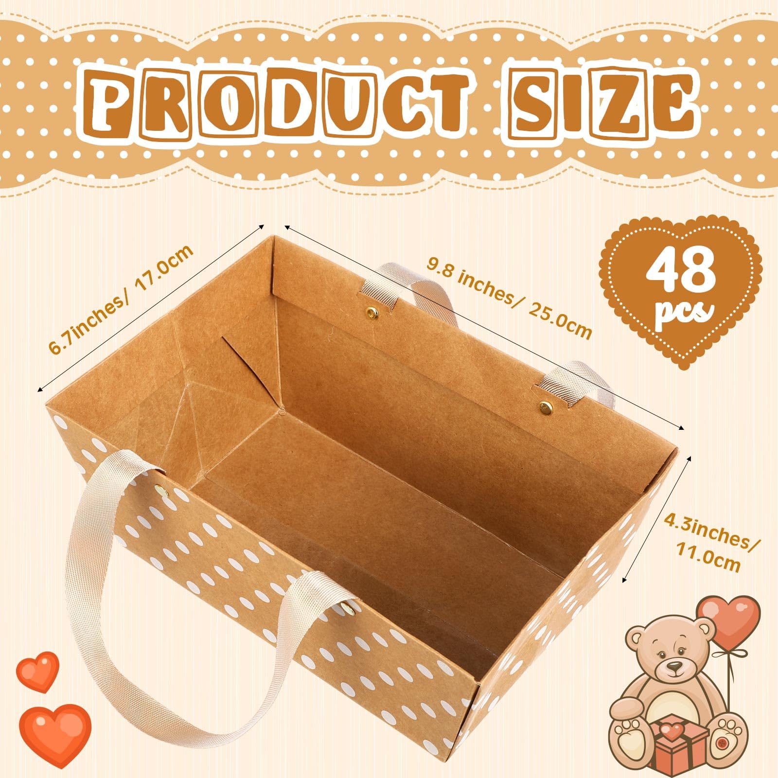 Pinkunn 48 cestas vacías para regalos de 9.8 x 6.5 pulgadas, kit de cesta de regalo para fiestas a granel con asas, pequeñas bandejas de mercado para paquetes de regalo, envoltura, boda, vacaciones,