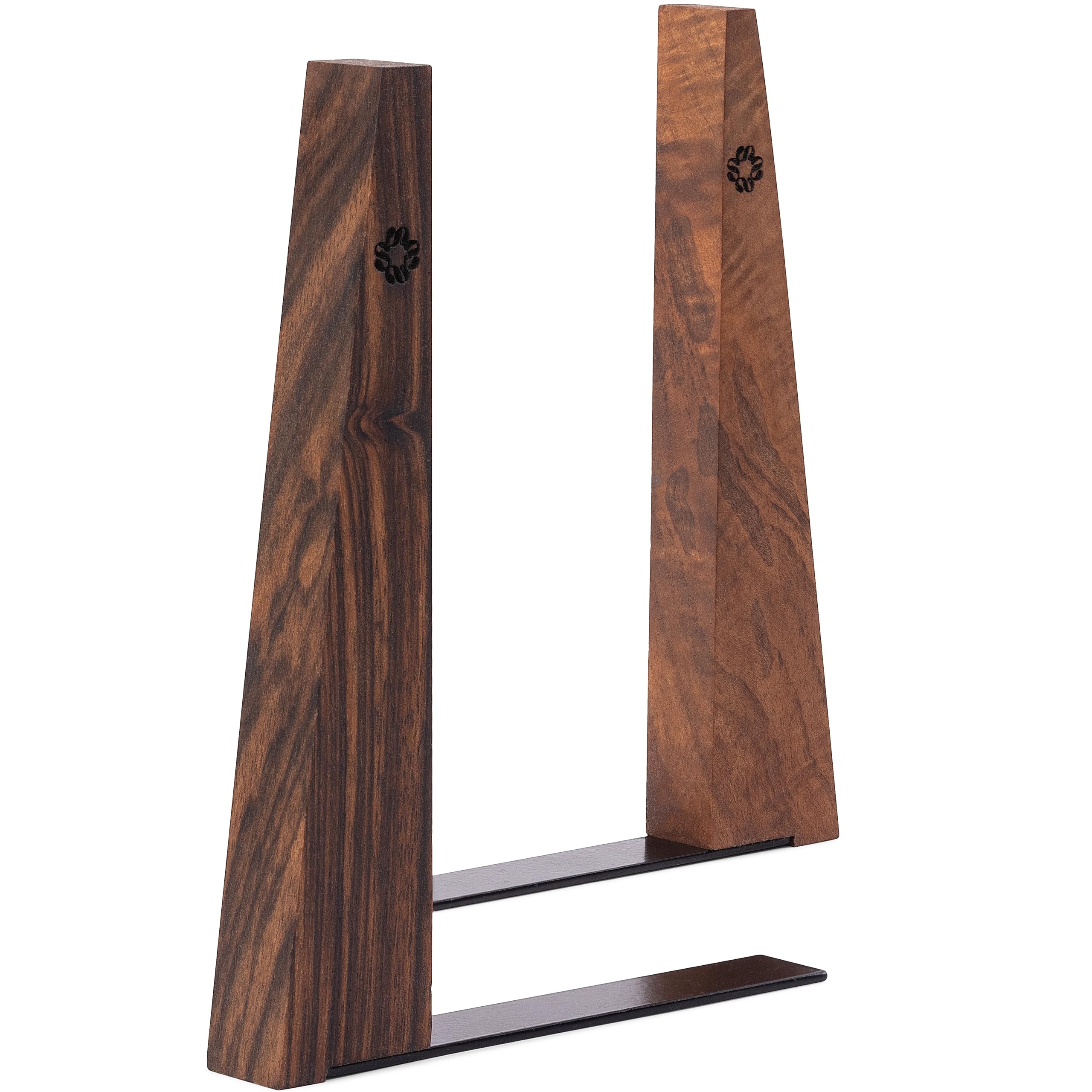 TILISMA Walnut Bookends for Shelves | Wooden Book Ends for Shelves | Sturdy Book Holders, Stoppers with Metal Base for Bookshelves | Slick Decorative Bookends Stands Firmly on Bookshelf (Pair)