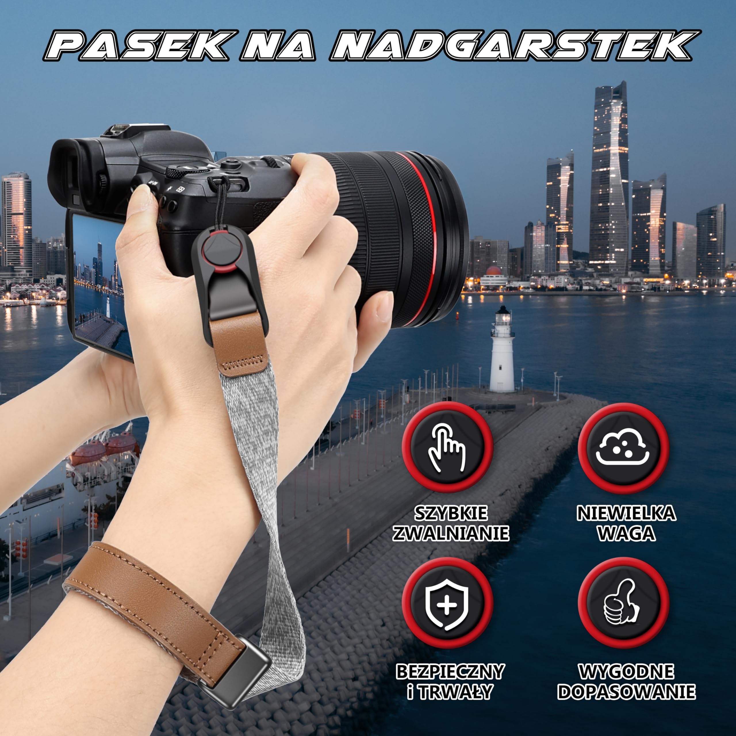 SUNYA Pasek na nadgarstek dla fotografów z klamrą szybkiego zwalniania - neoprenowy pasek na rękę kompatybilny z lustrzanką cyfrową lub bezlusterkowcem
