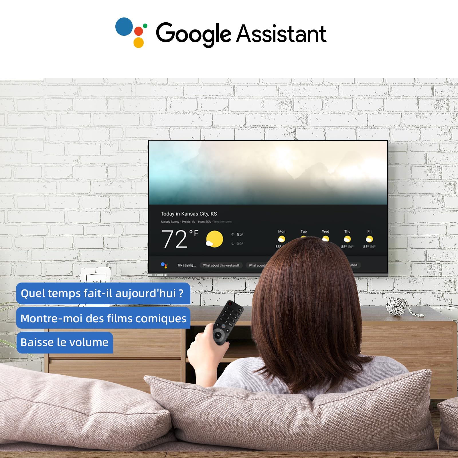 CHiQ L32M9E Téléviseur Smart 32 Pouces (80 cm), HDR10, Google TV, Tuner Triple, Dolby Audio, DBX-TV, HDMI, USB, sans Cadre en métal, Noir