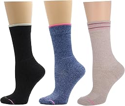 Dr. Motion Women Outdoor Hiking Walking Compression Crew Socks With Enhanced Cushion And Breathable Arch Support 3 Pairs