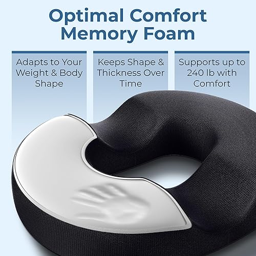 Vista 18 de 5 STARS UNITED Donut Pillow Hemorrhoid Tailbone Cushion – Large Chair Pad for Pain Relief – Coccyx, Prostate, Sciatica, Pelvic Floor, Pressure