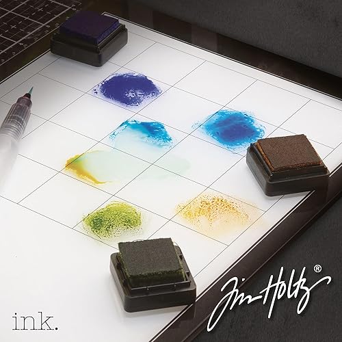 Miniatura 3 de Tim Holtz - Alfombrilla de corte de vidrio, superficie de trabajo grande con rejilla de medición de 12 x 14 pulgadas y paleta para pintura, tinta y