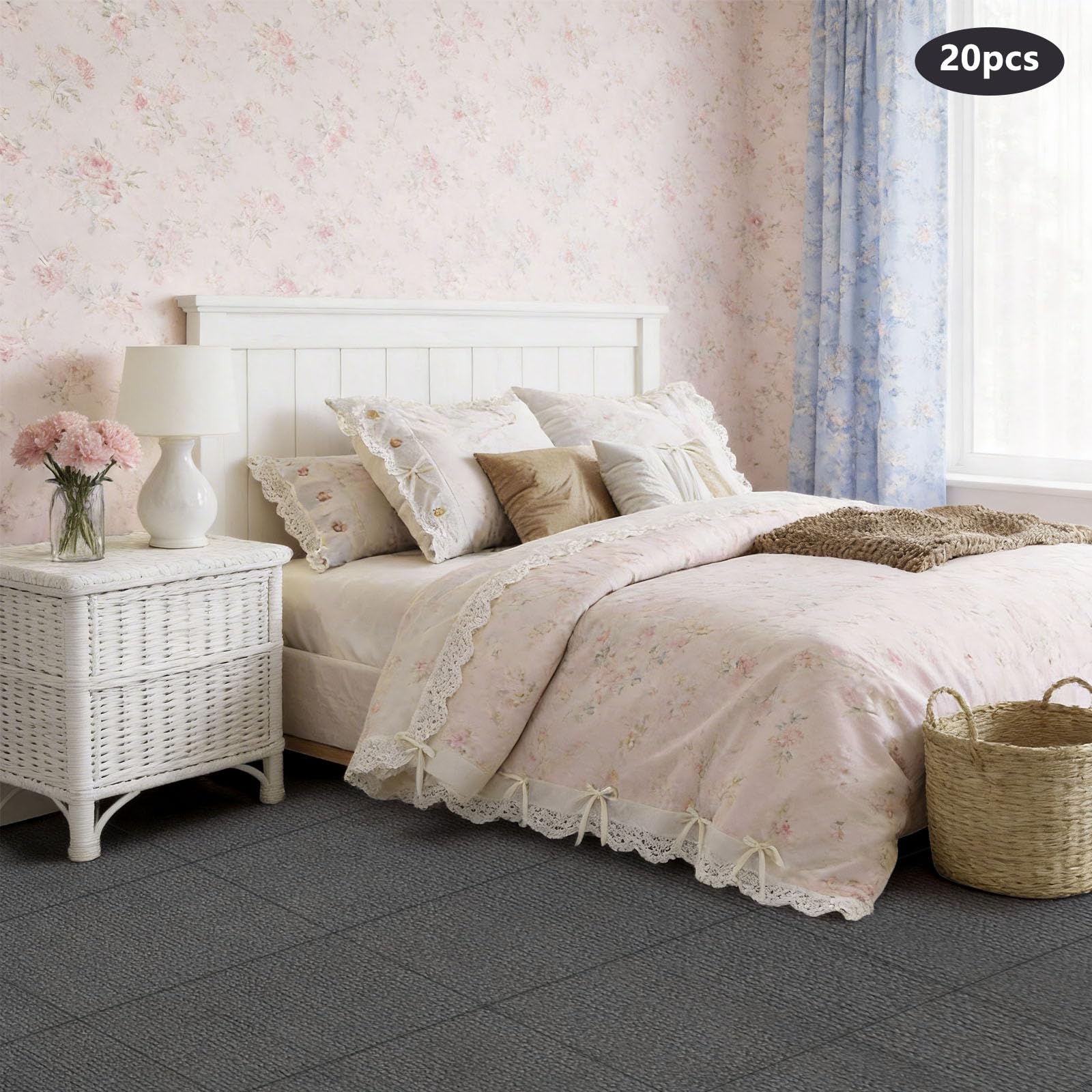 Lot de 20 dalles autocollantes pour moquette - 50 x 50 cm