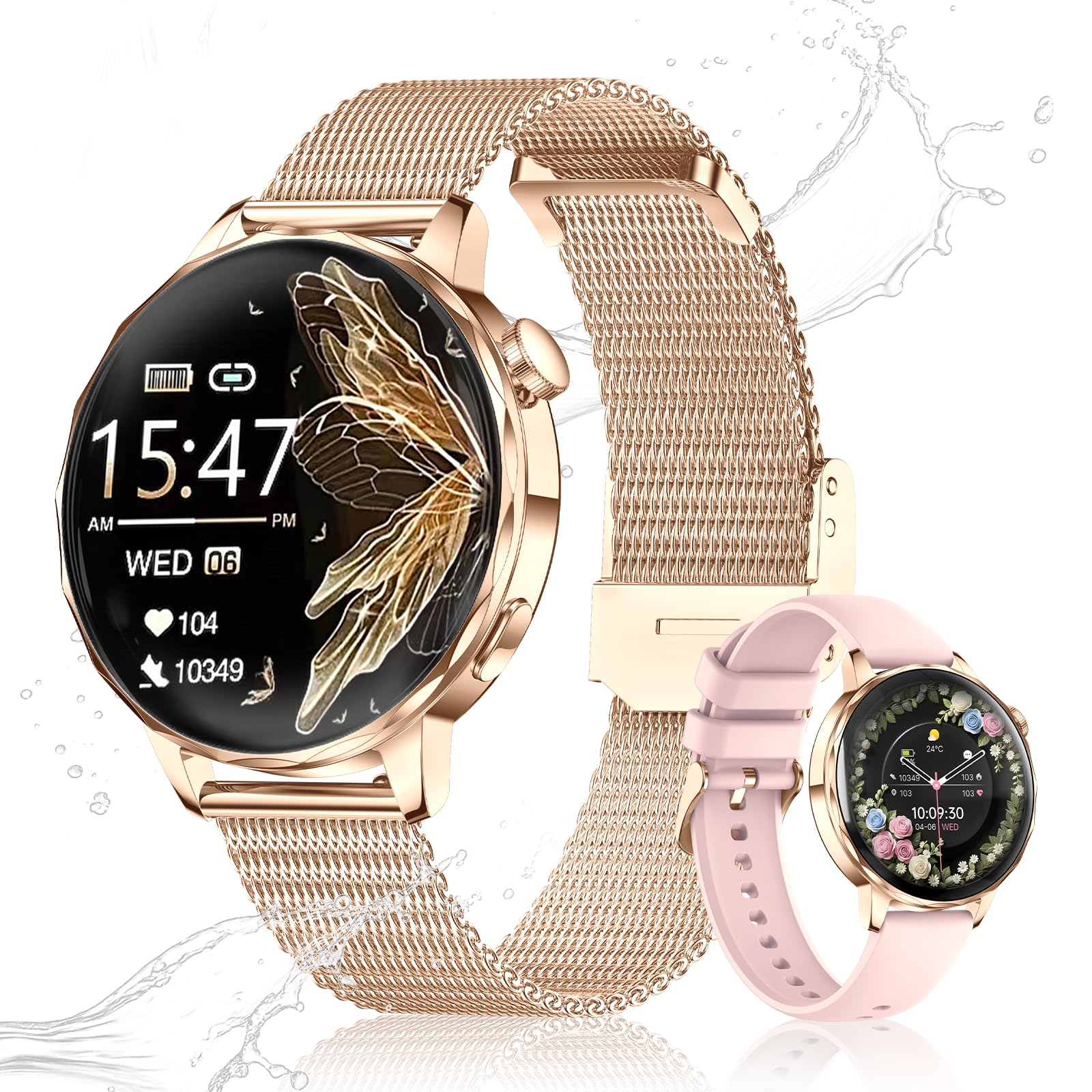 Smart Watches for Women, IP68 Waterproof Fitness Tracker, Answer/Make Calls, 100+ Sport M…